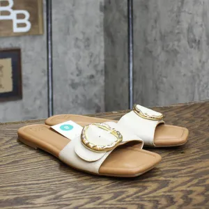 A New Day Bennie Buckle Slide Sandals with Memory Foam Insole Cream Off White 8M