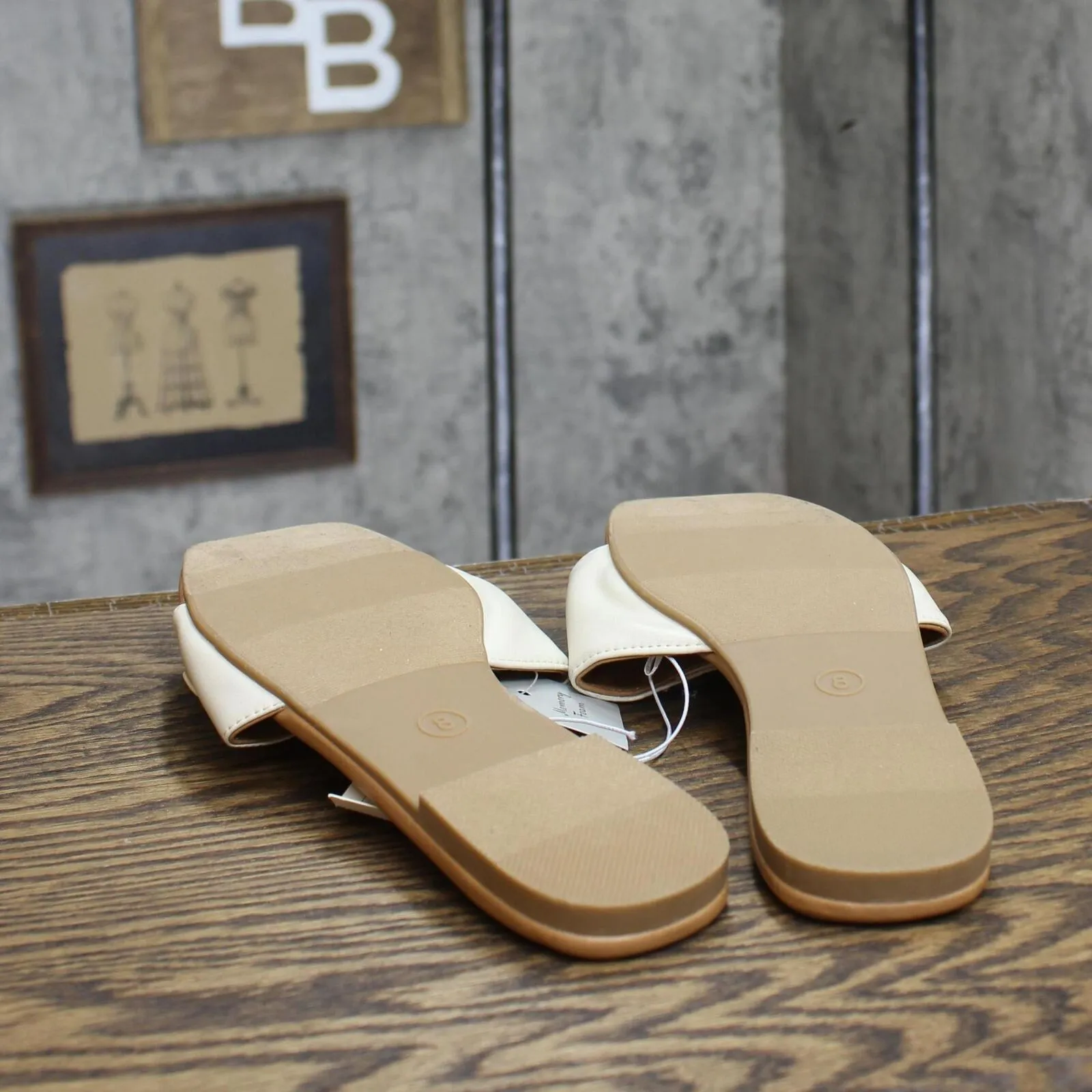 A New Day Bennie Buckle Slide Sandals with Memory Foam Insole Cream Off White 8M