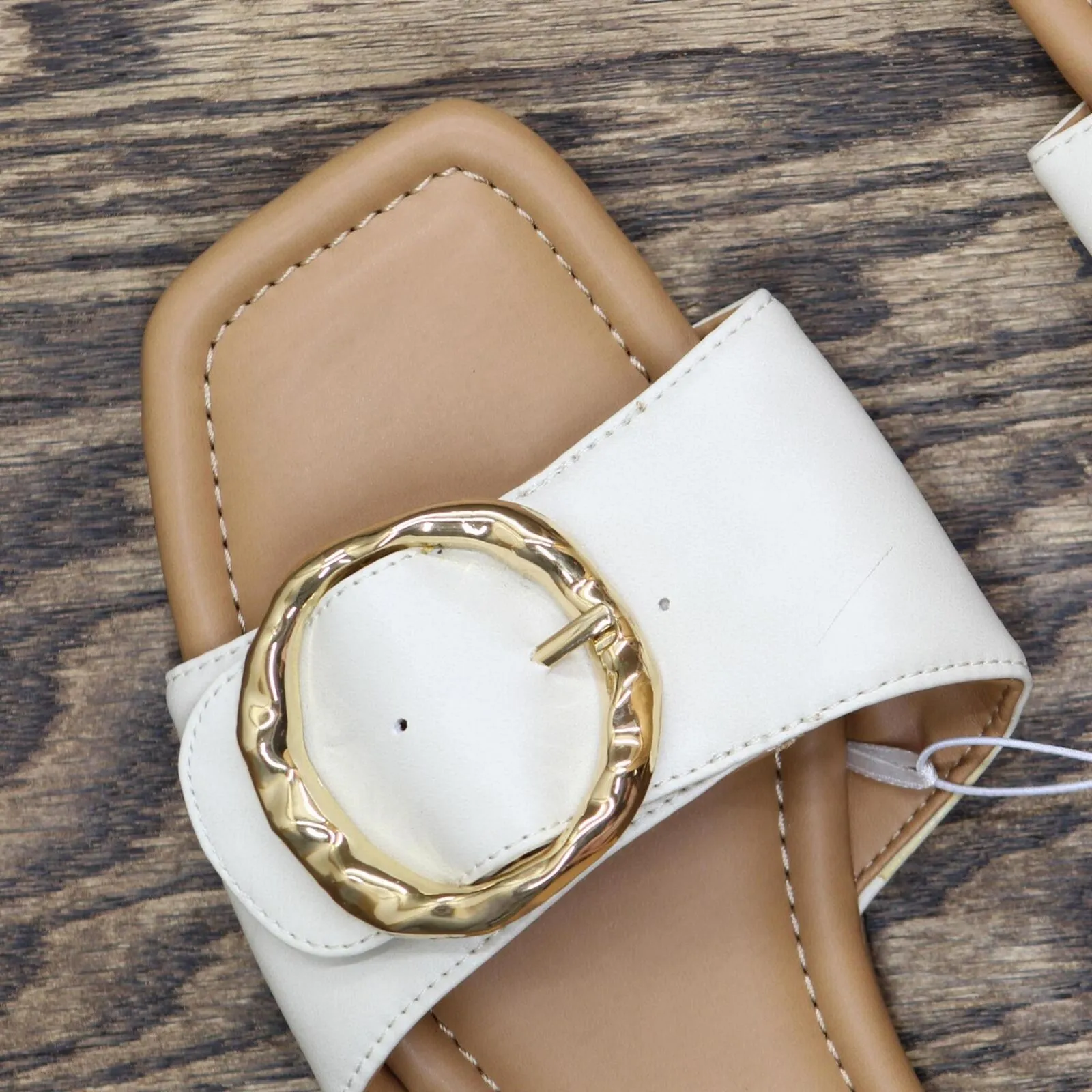 A New Day Bennie Buckle Slide Sandals with Memory Foam Insole Cream Off White 8M
