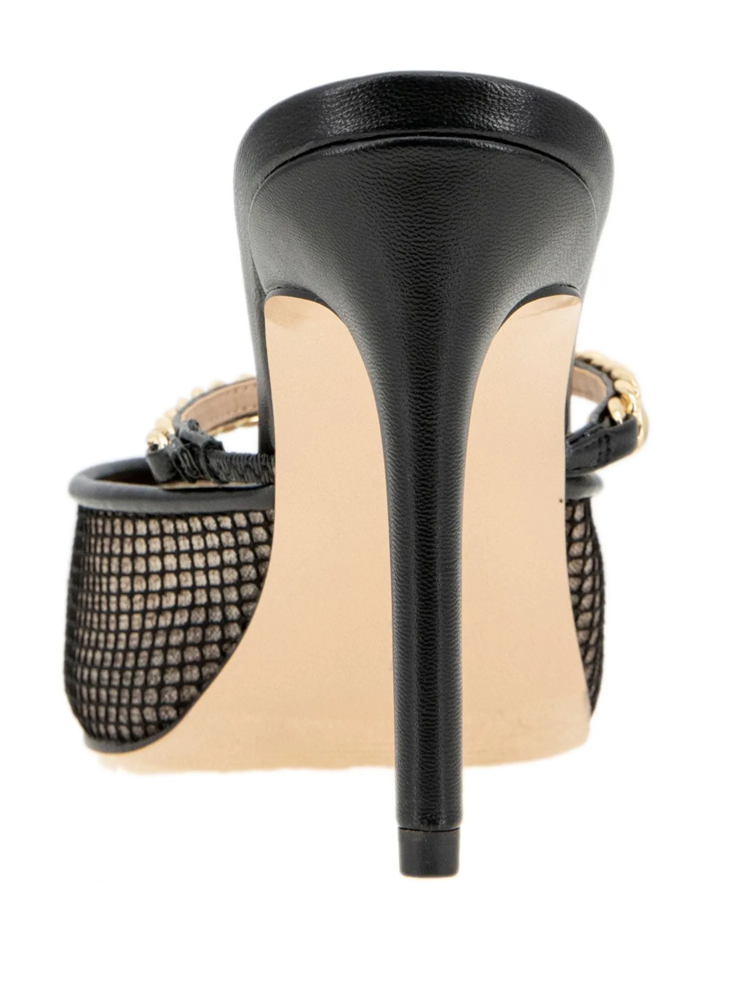 BCBGENERATION Womens Black Chain Padded Havinda Pointed Toe Stiletto Slip On Heeled Mules Shoes