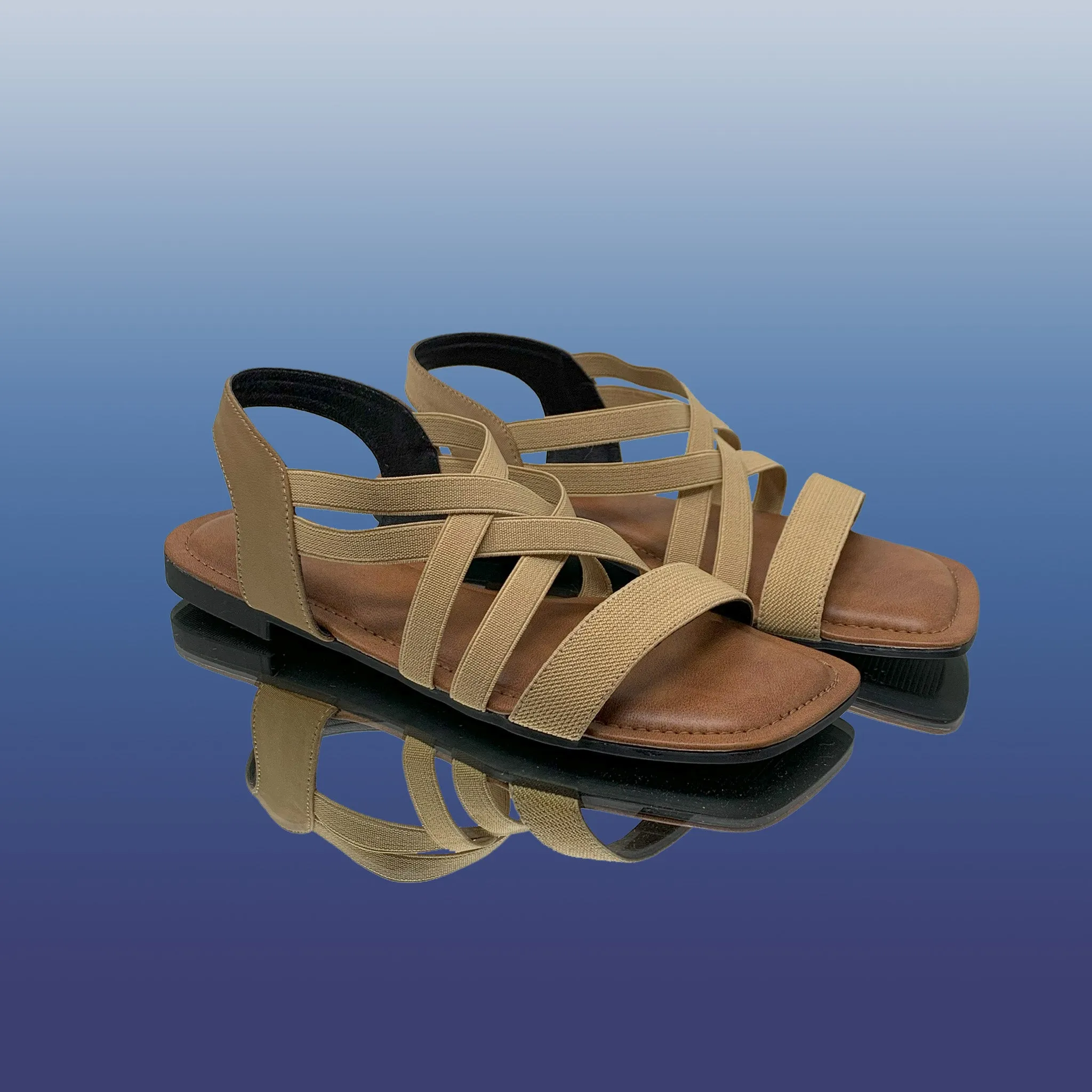 Beige Criss-Cross Flat Sandals
