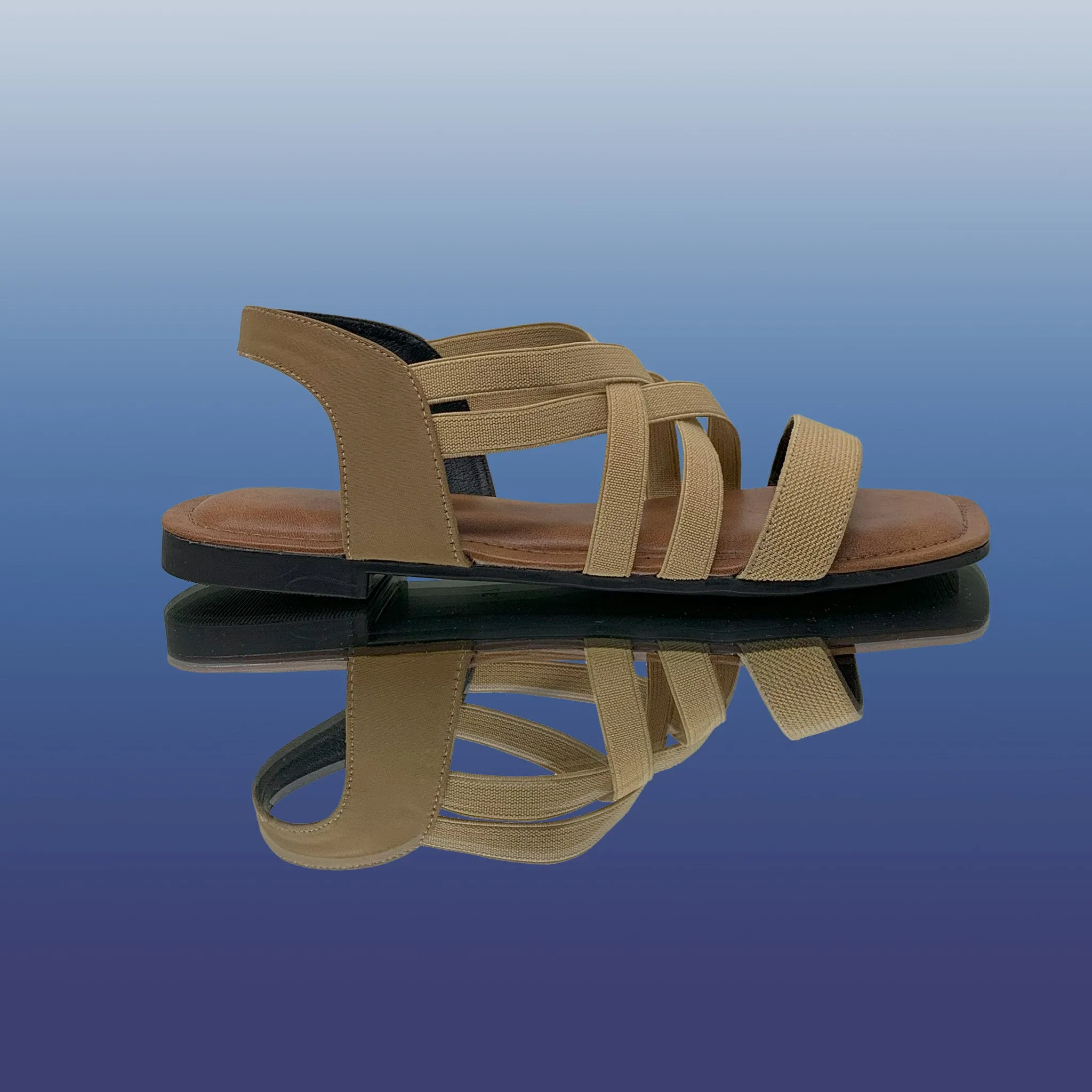 Beige Criss-Cross Flat Sandals