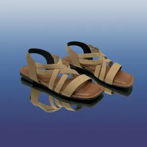 Beige Criss-Cross Flat Sandals