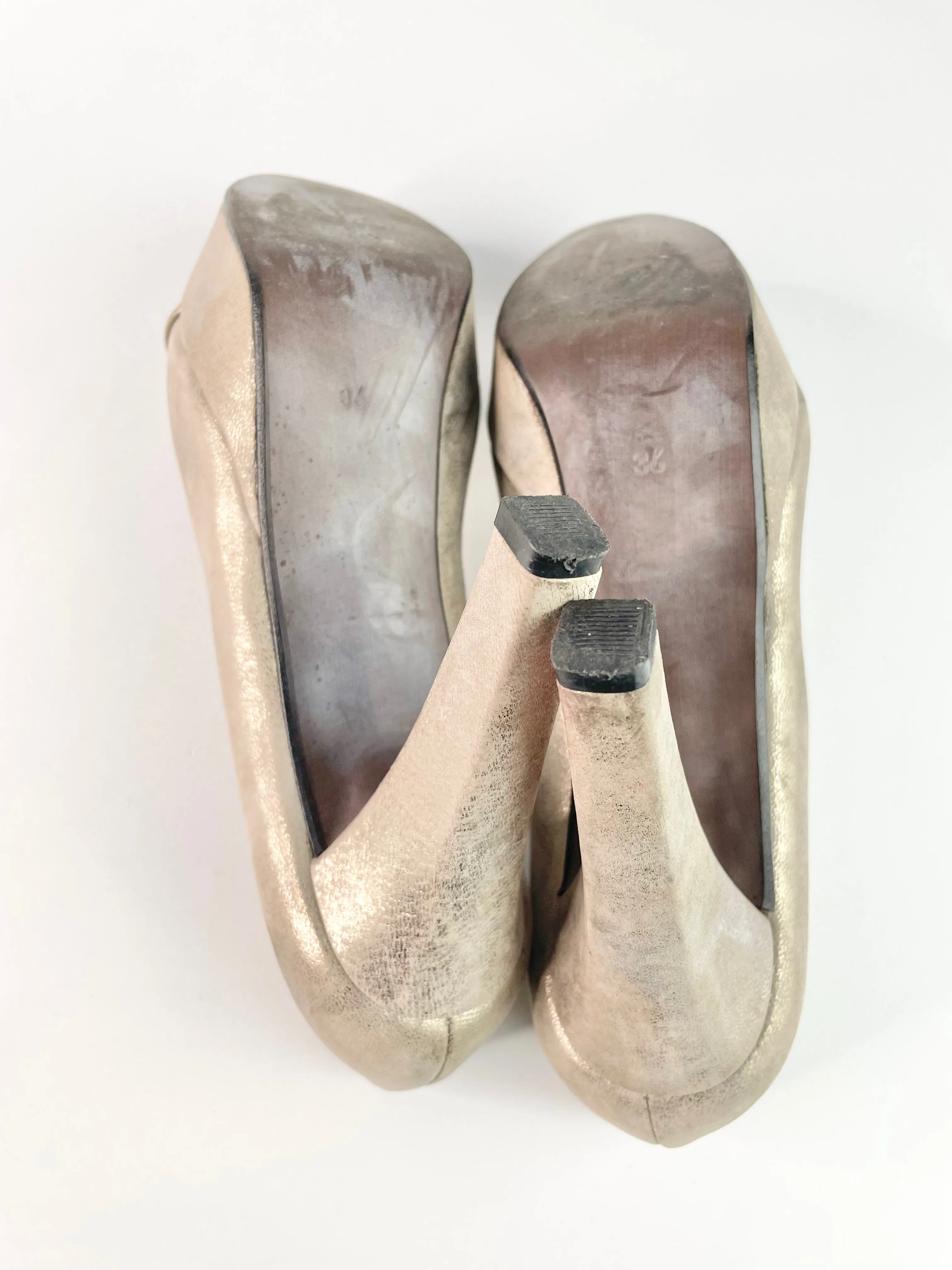 Billi Bi of Copenhagen Metallic Cappuccino Leather Pumps - EU36