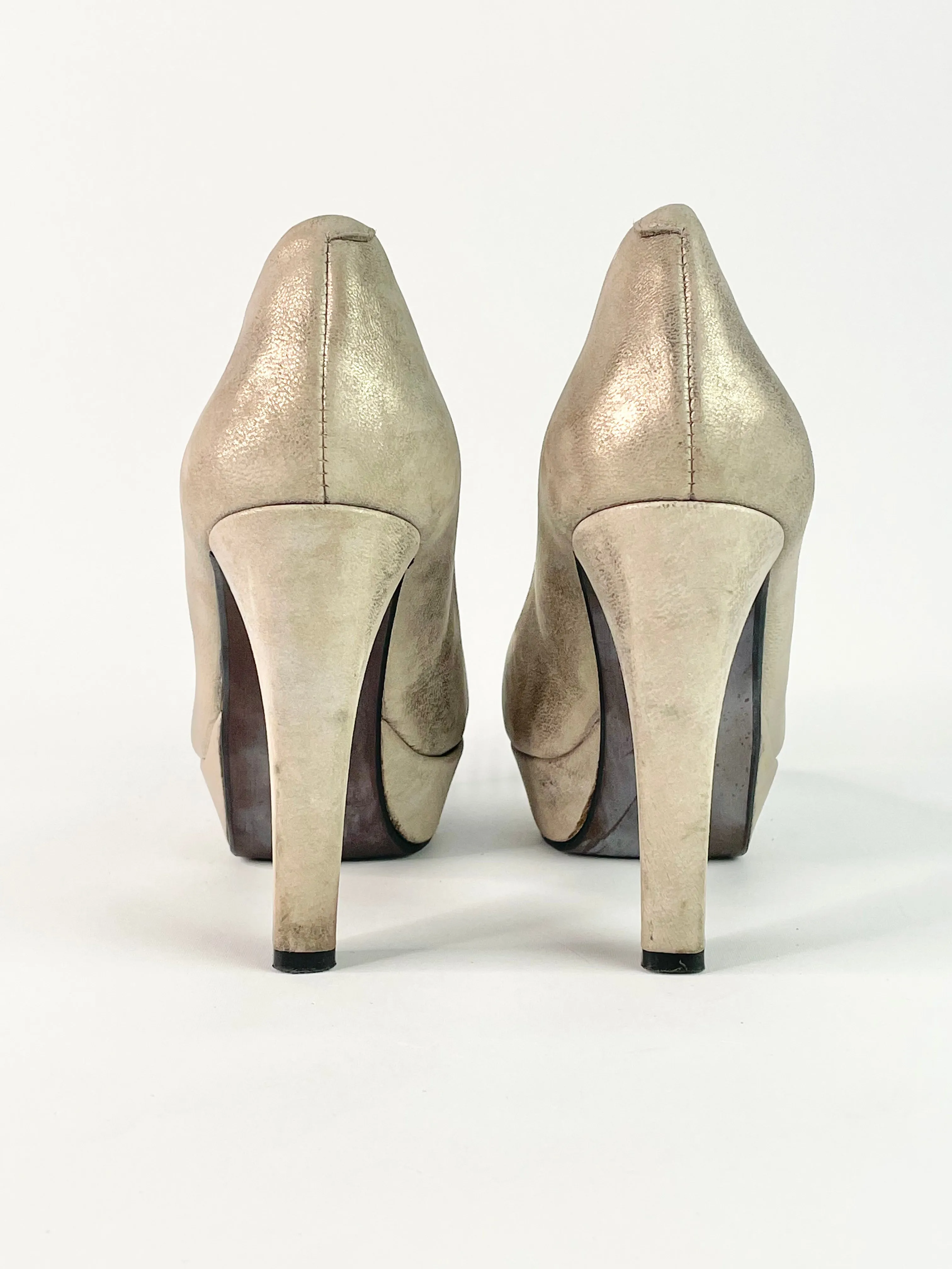 Billi Bi of Copenhagen Metallic Cappuccino Leather Pumps - EU36