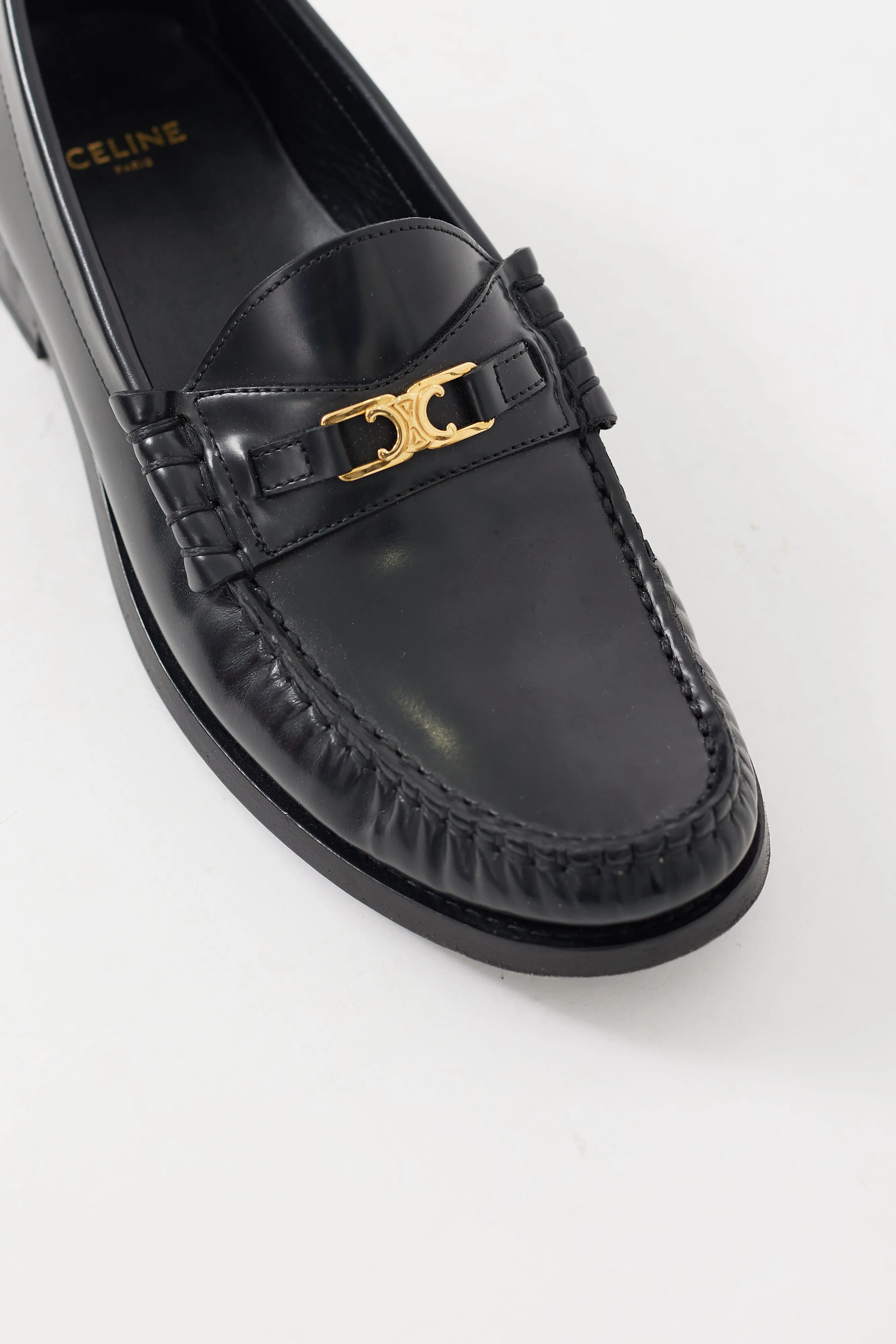 Black & Gold Leather Luco Triomphe Loafer