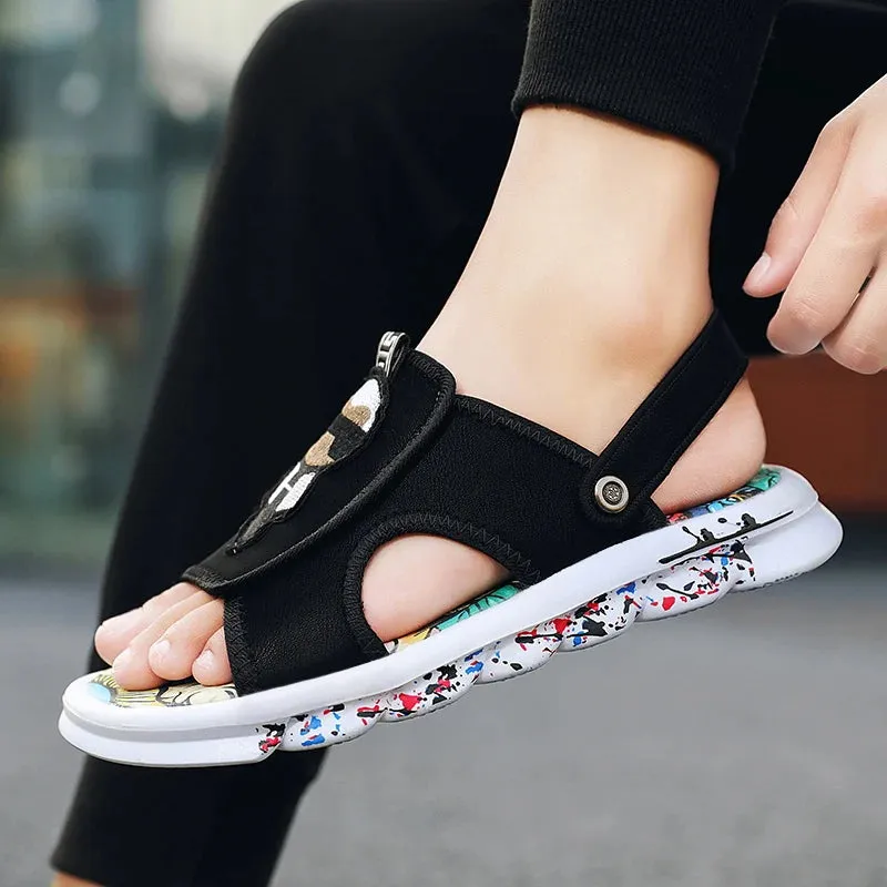 Black Graffiti Design Sandals