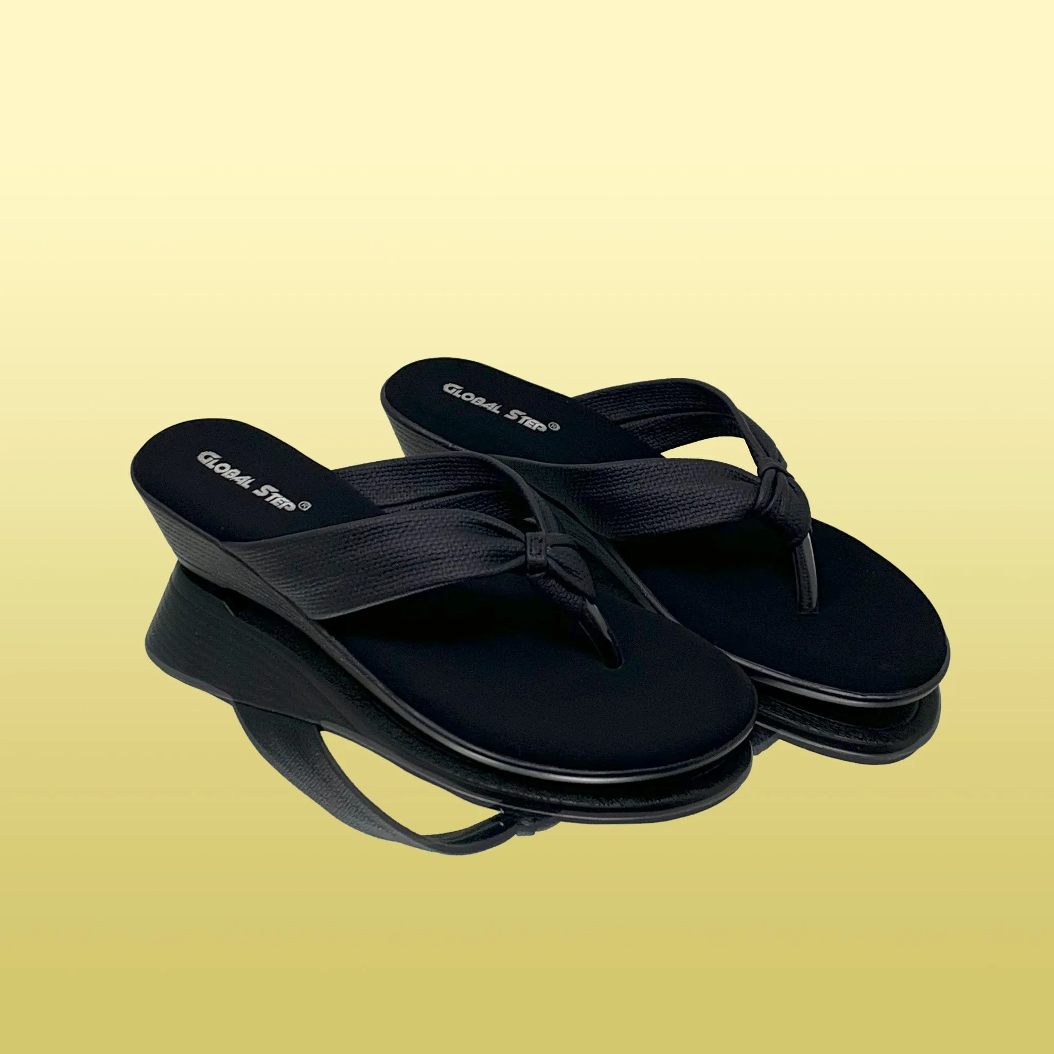 Black Knotted Wedge Sandals