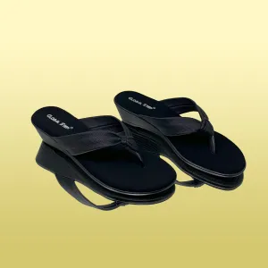 Black Knotted Wedge Sandals
