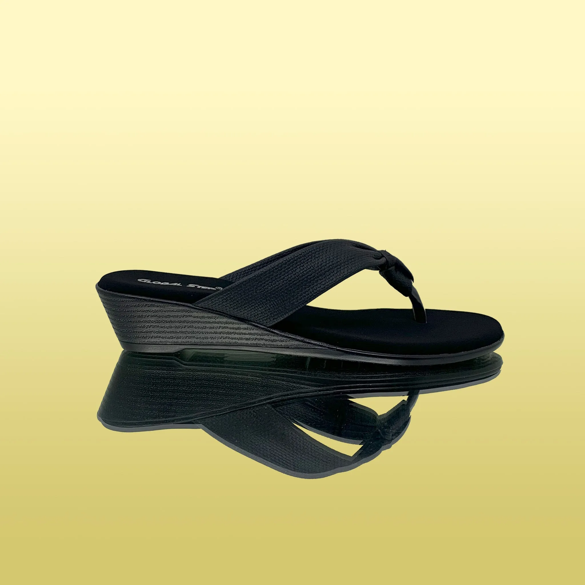 Black Knotted Wedge Sandals