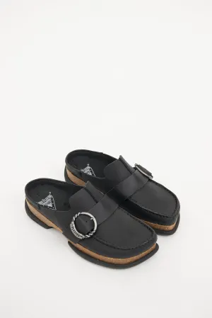 Black Linn Buckle Mule