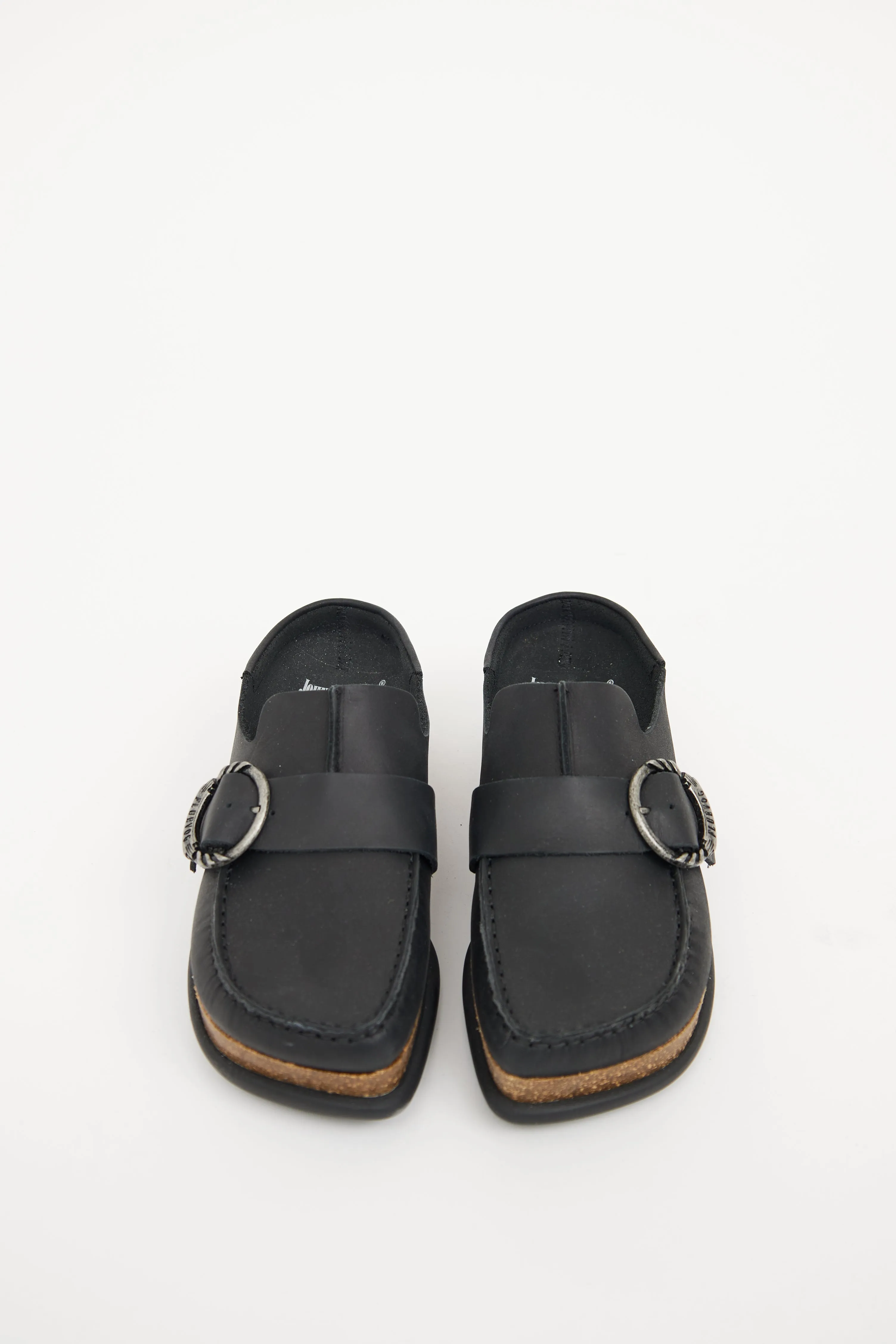 Black Linn Buckle Mule