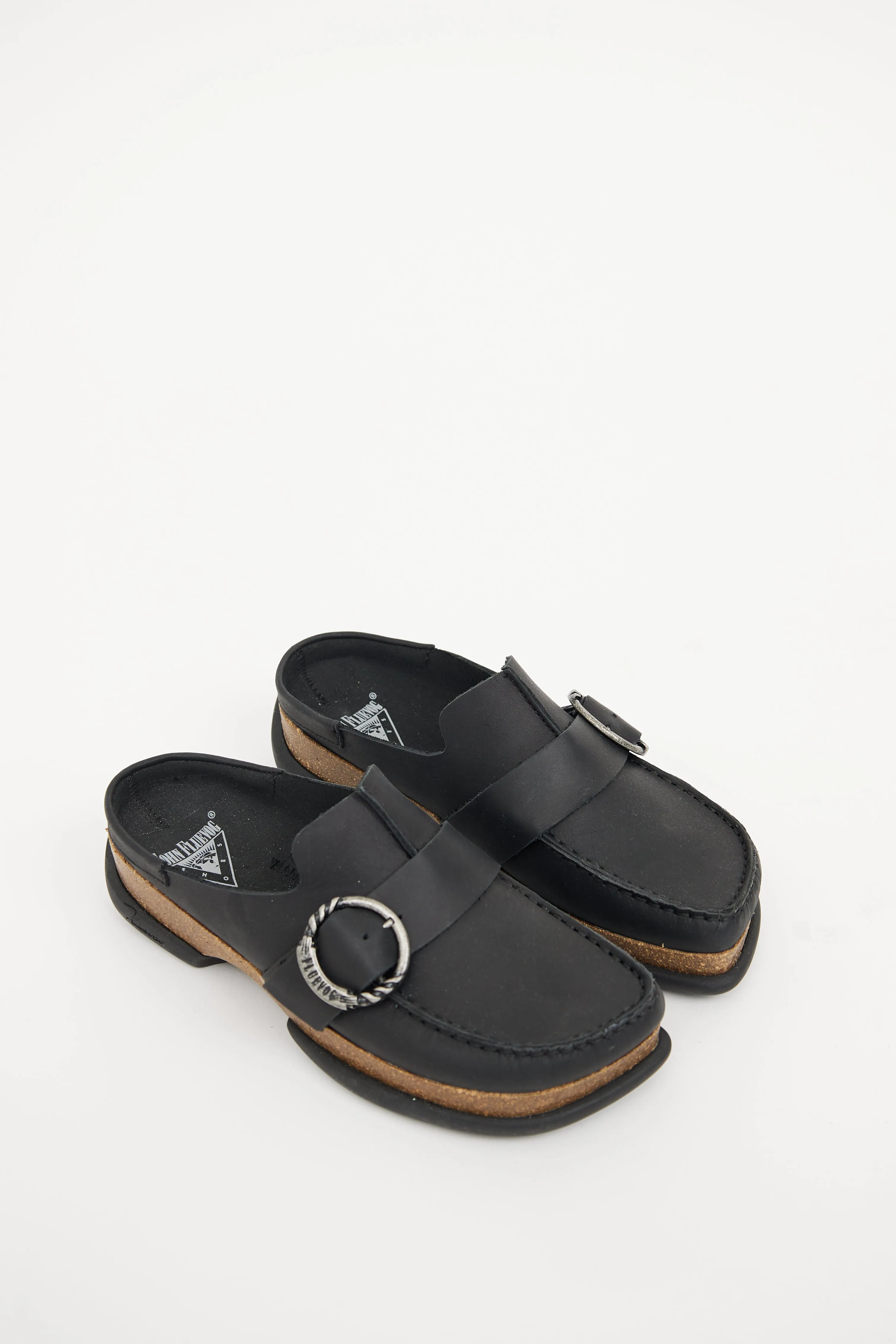 Black Linn Buckle Mule