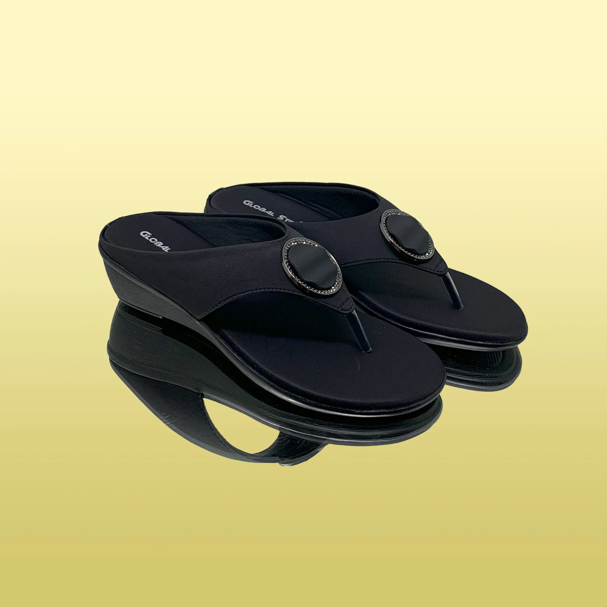 Black Wedge Sandals