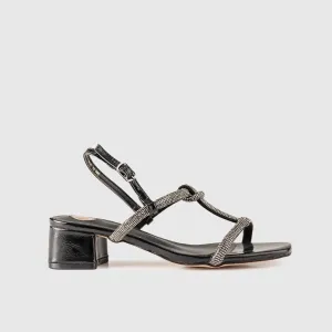 Block Heel Evening Sandal Black 01613
