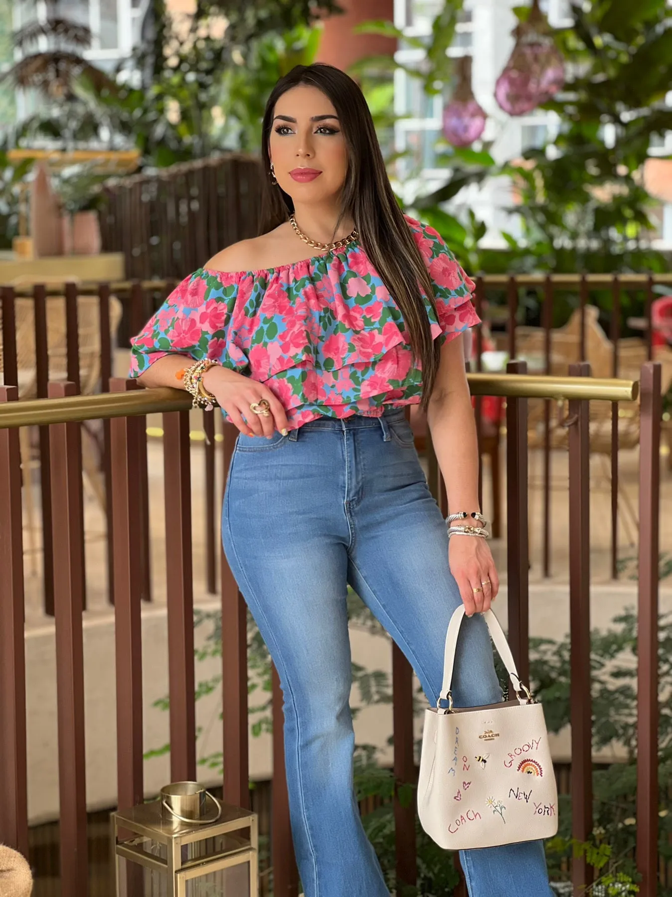 Blossoms One Shoulder Top