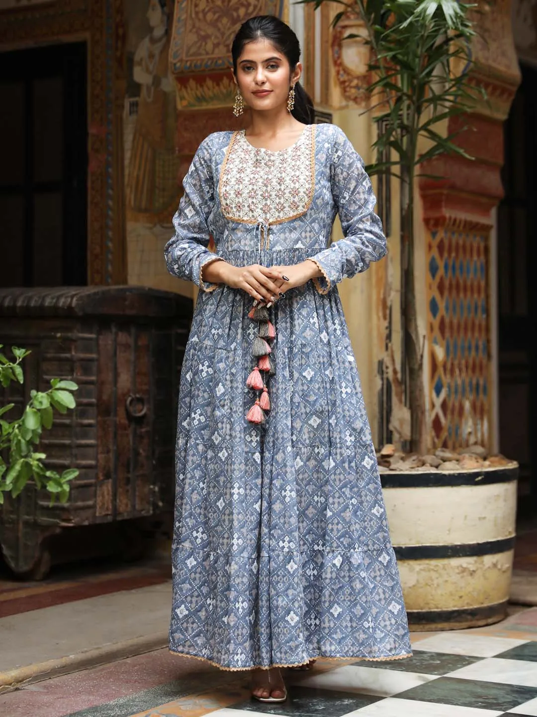 Blue Embellished Dress