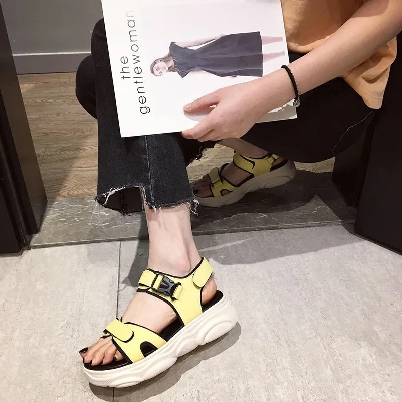 BOOPDO DESIGN CHUNKY SPORTY FLAT SANDALS