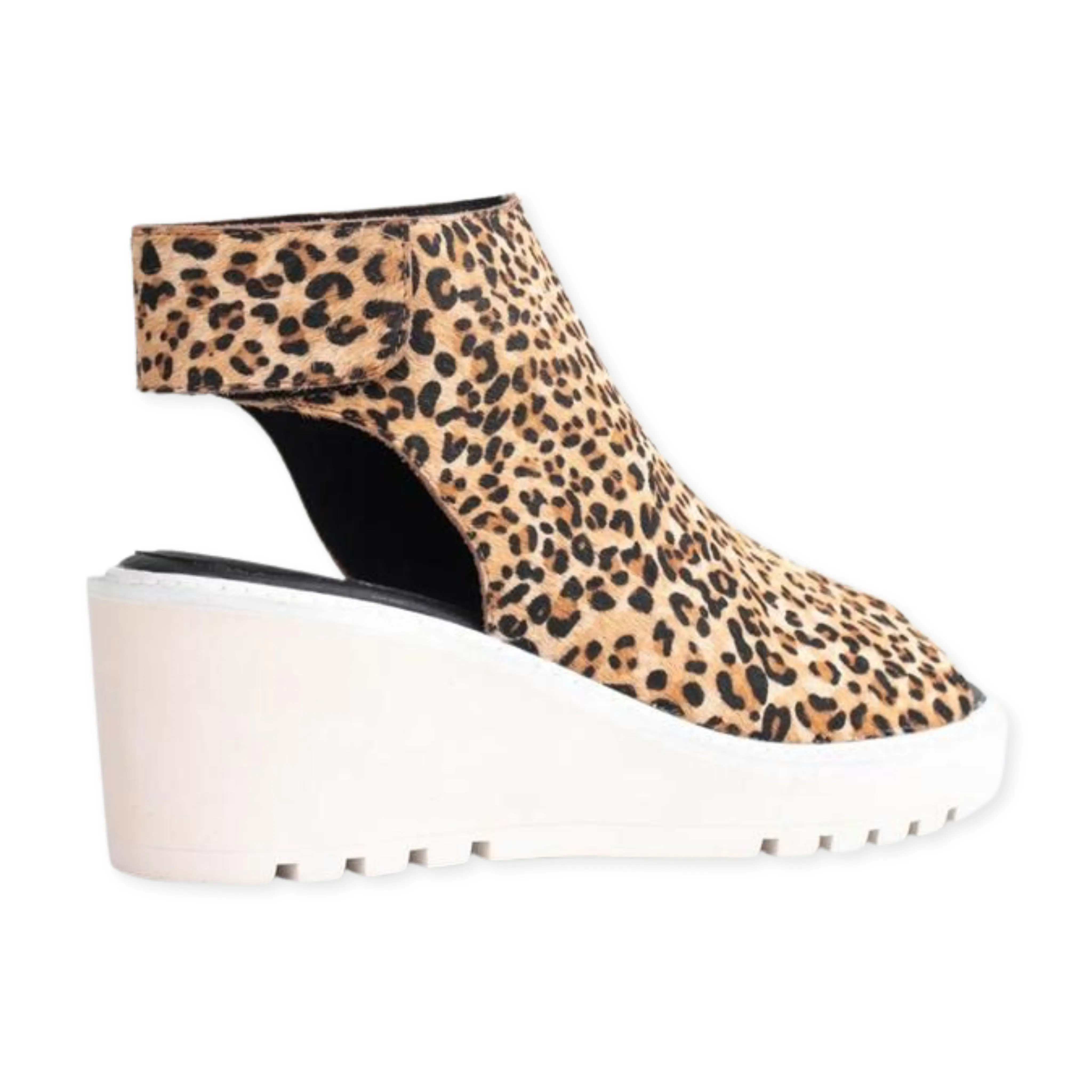 Cecelia New York Gianna Leopard Wedge Peep Toe Adjustable Ankle Strap Sandals