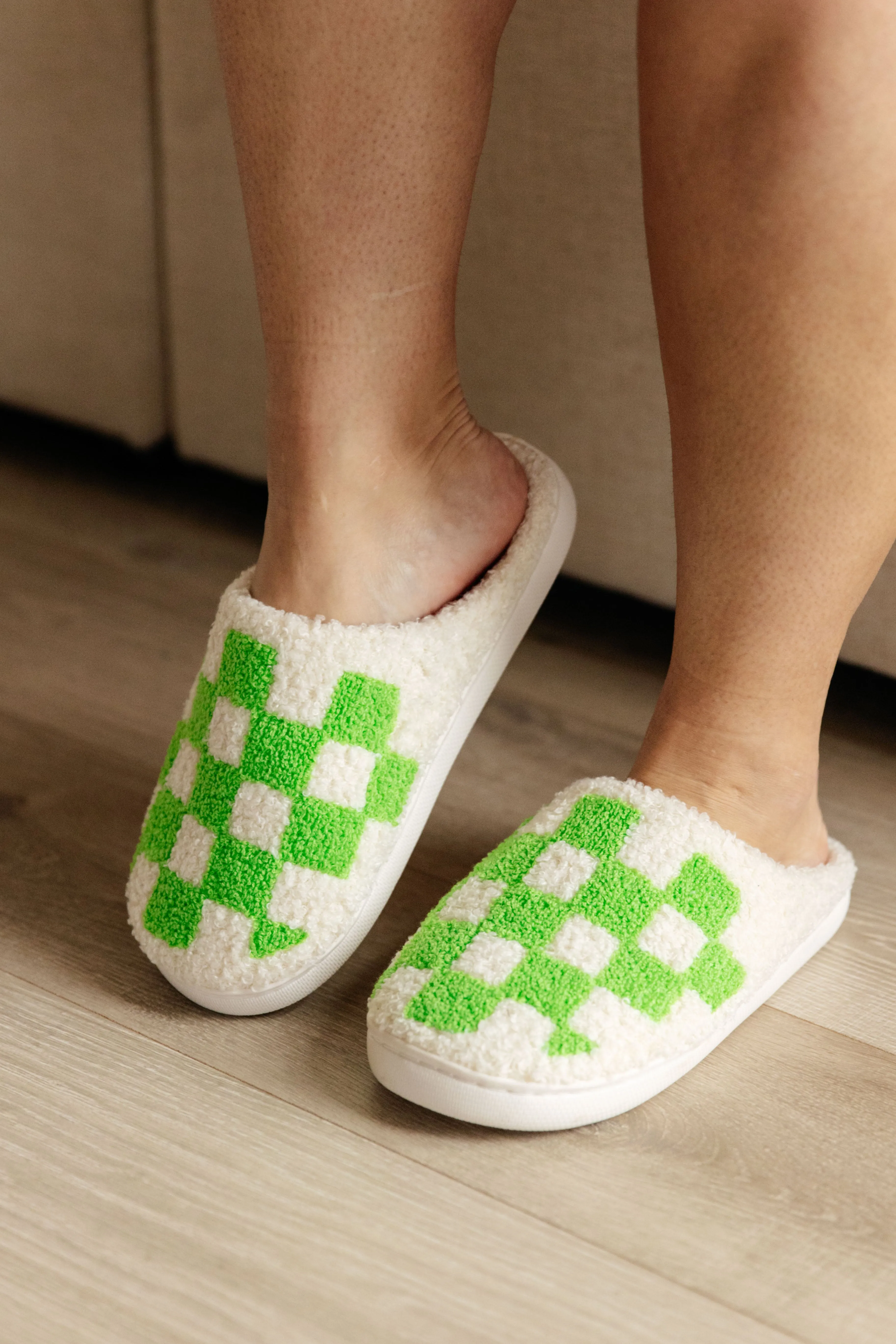 Checked Out Slippers in Green - 2/13/2024