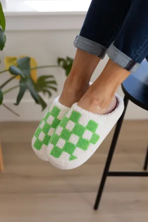 Checkered Slippers in Green