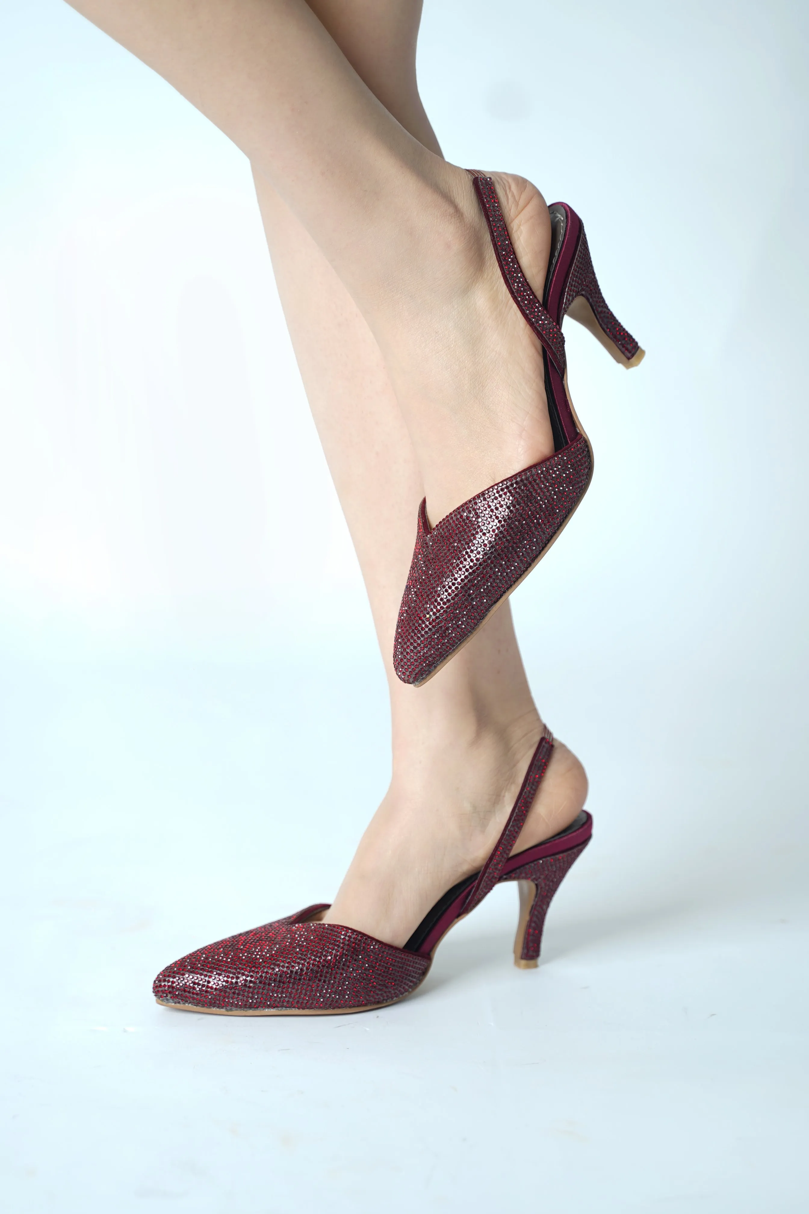 Chiara Sling Back Heel Maroon