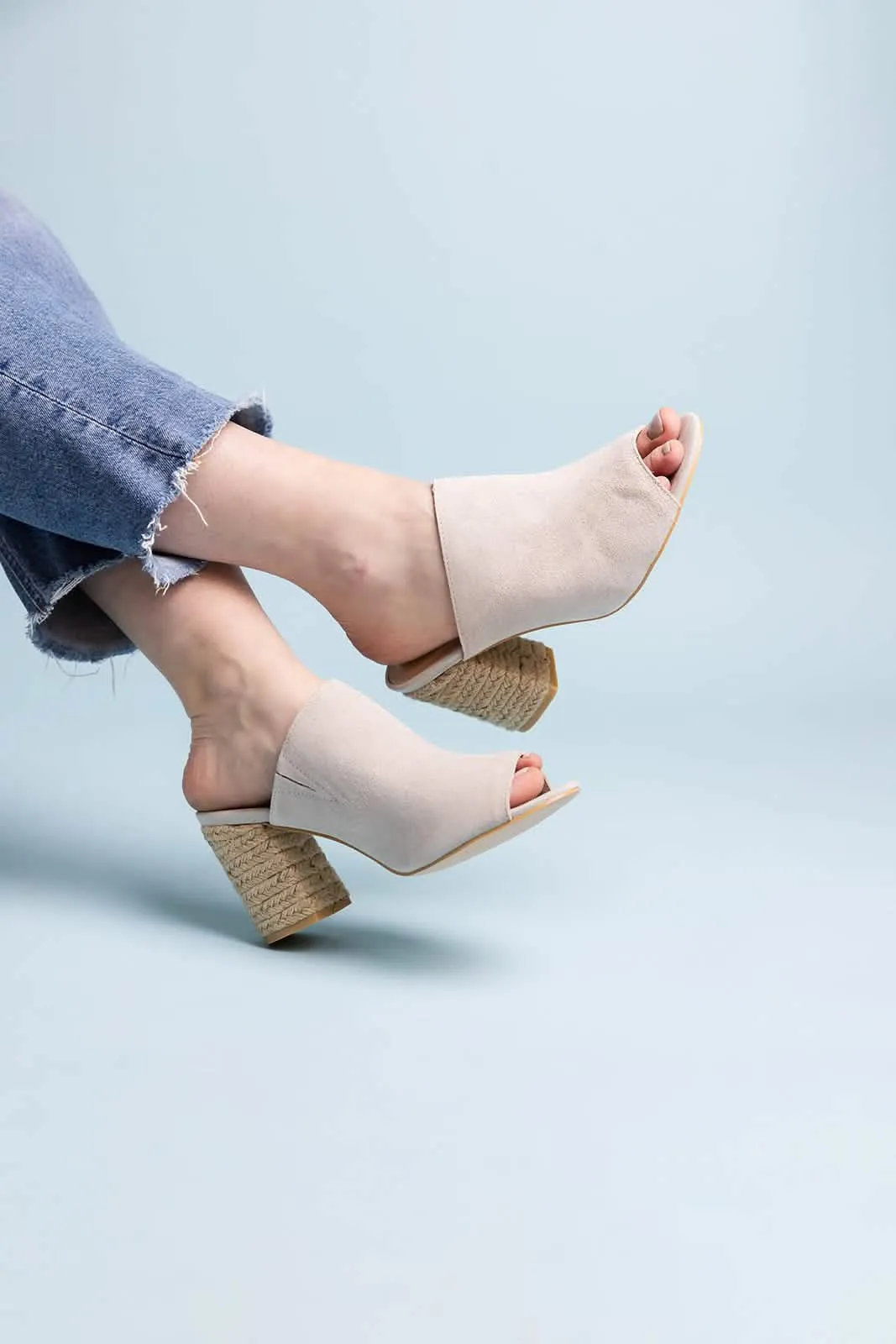 Chic Blush Suede High-Heeled Sandals