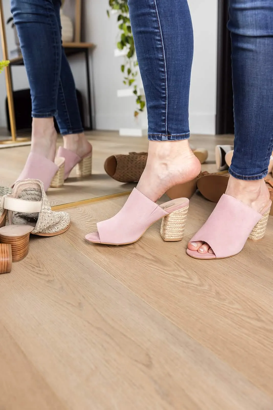 Chic Blush Suede High-Heeled Sandals