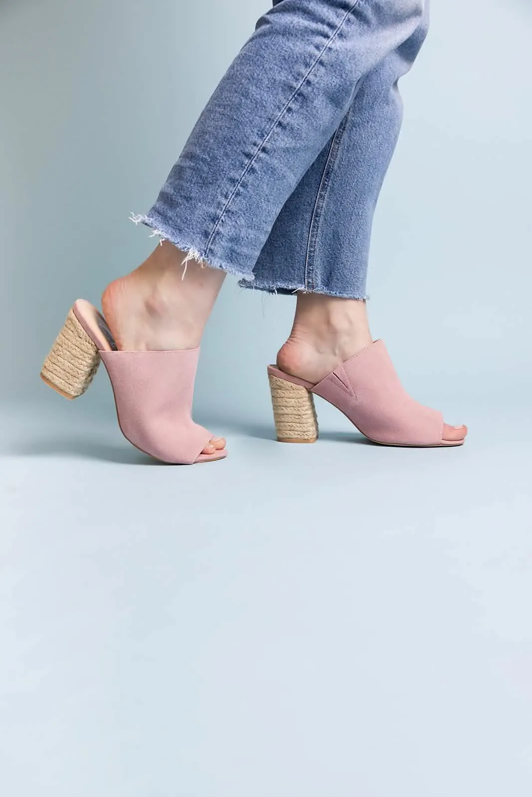 Chic Blush Suede High-Heeled Sandals