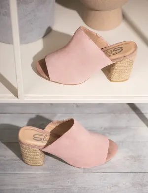 Chic Blush Suede High-Heeled Sandals