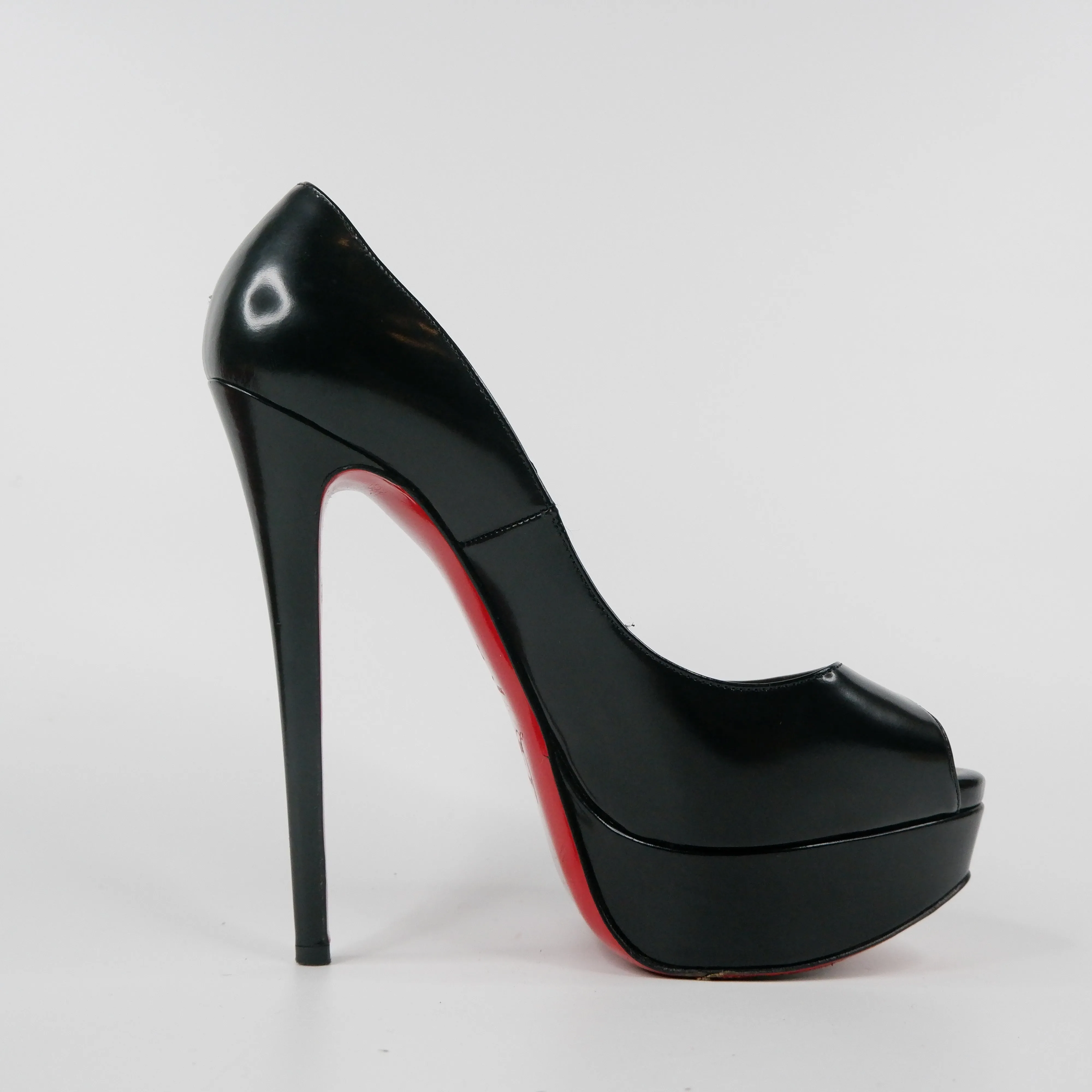 Christian Louboutin Patent Peep Pumps Black