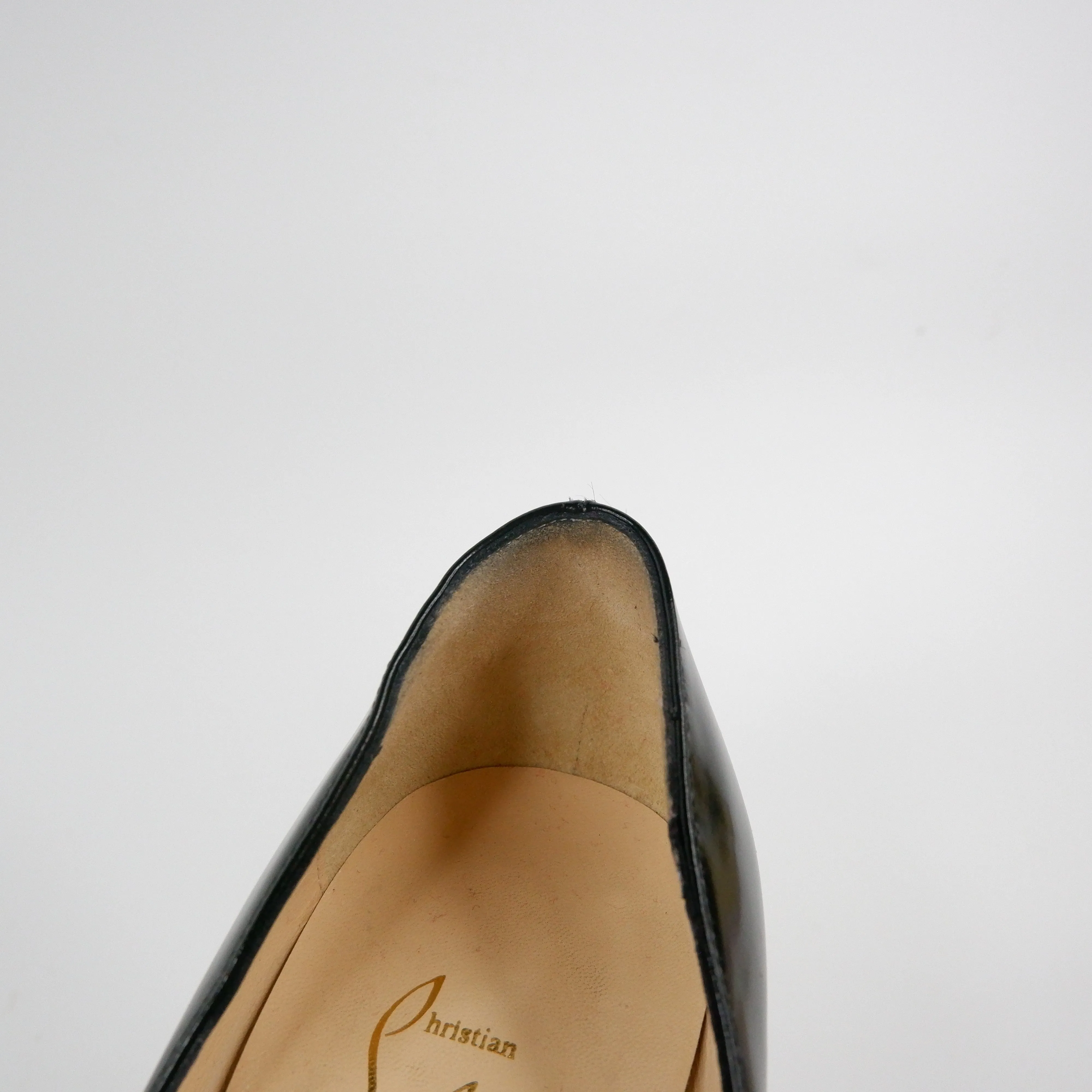 Christian Louboutin Patent Peep Pumps Black