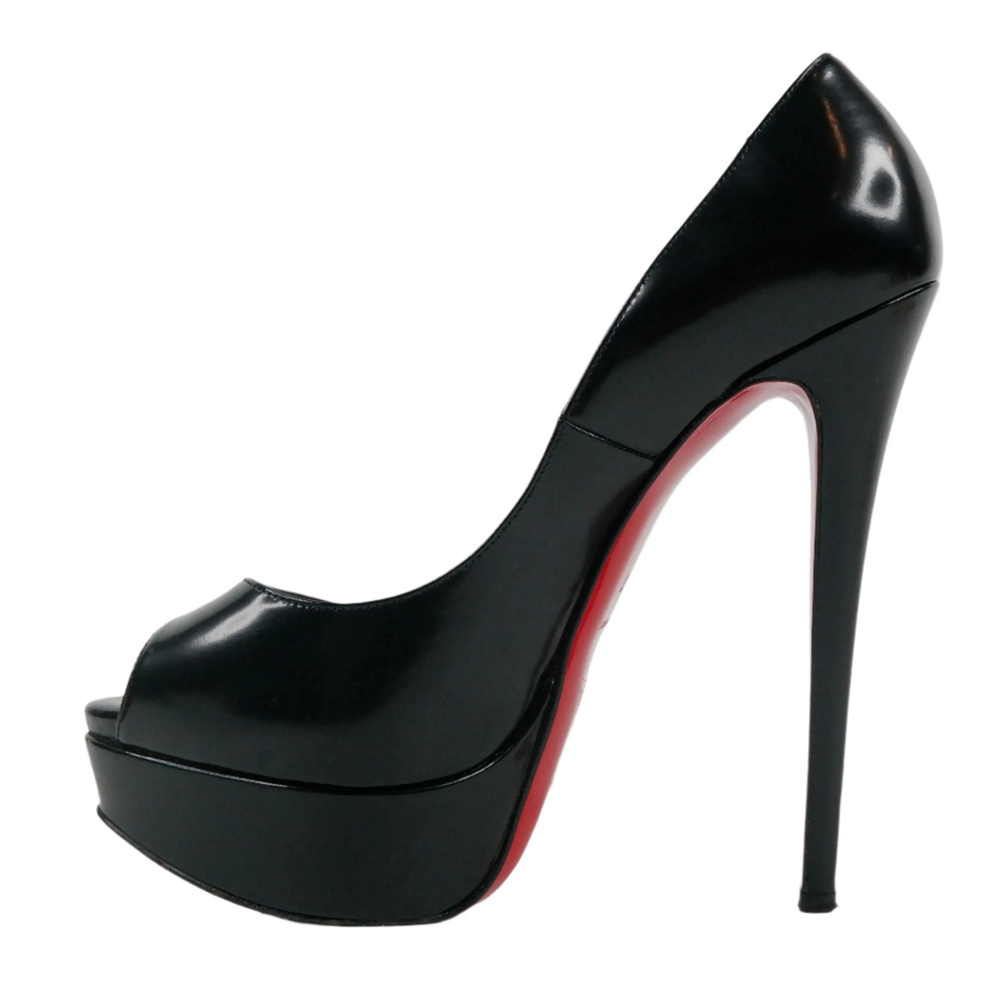 Christian Louboutin Patent Peep Pumps Black