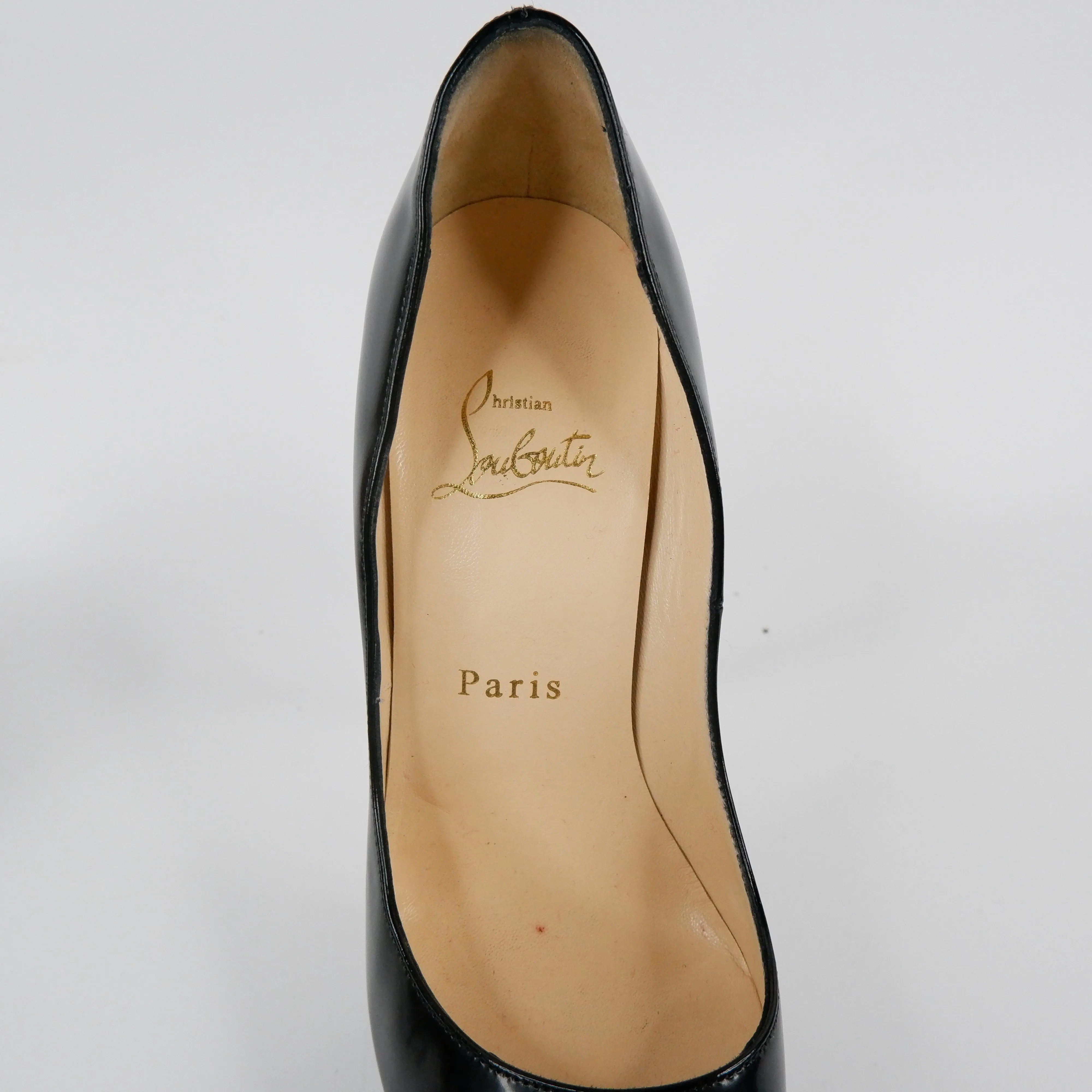 Christian Louboutin Patent Peep Pumps Black