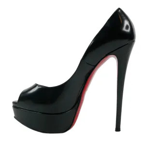 Christian Louboutin Patent Peep Pumps Black