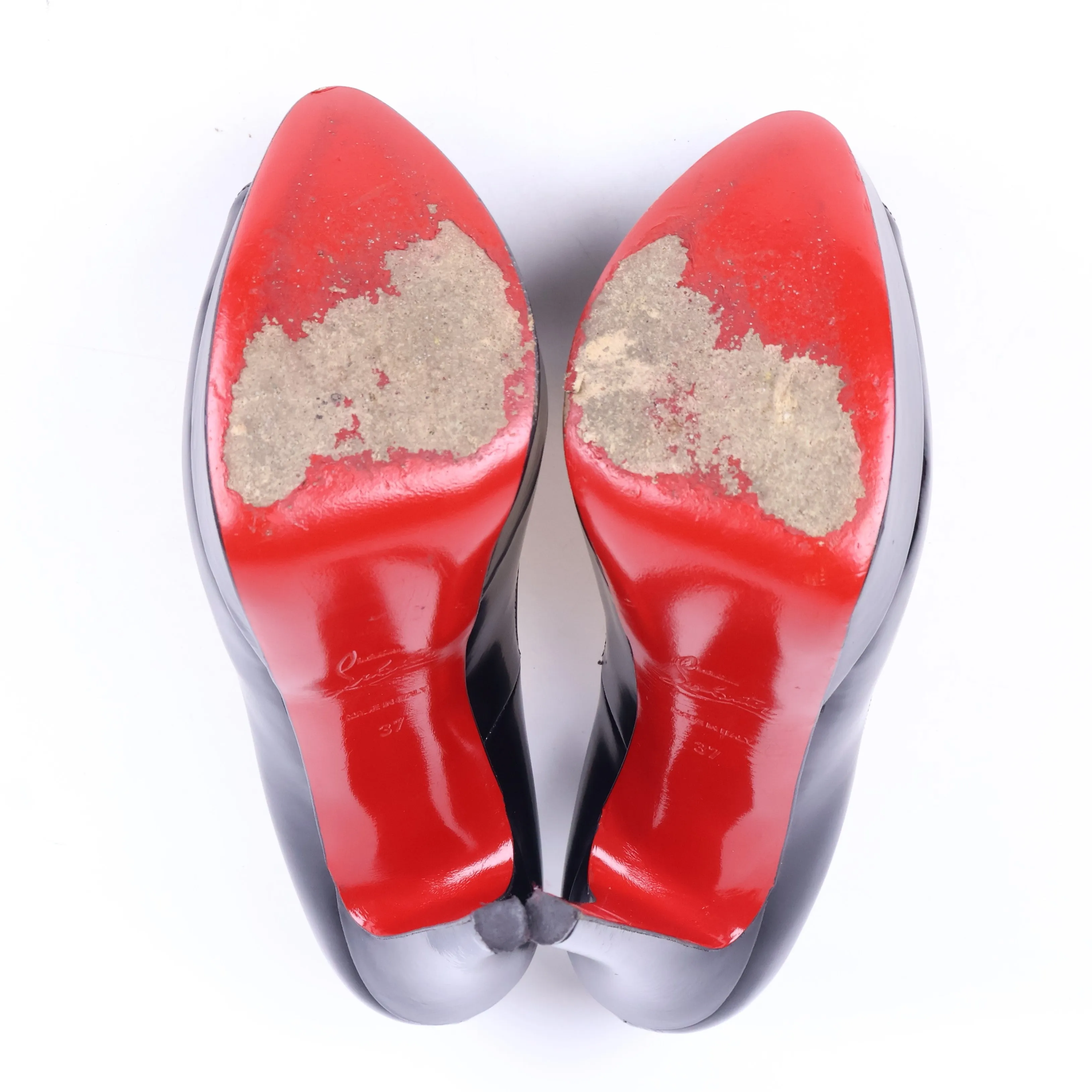 Christian Louboutin Patent Peep Pumps Black