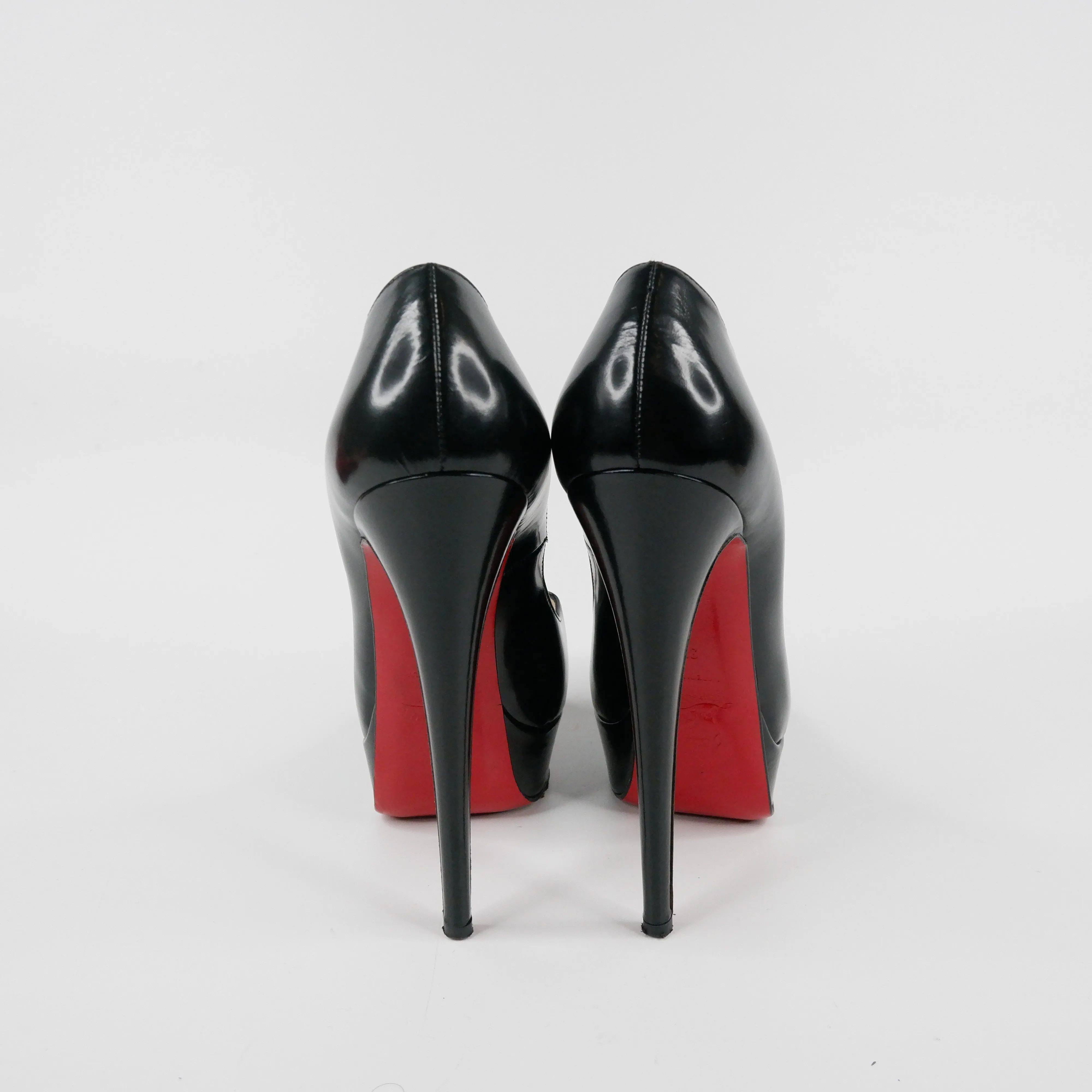Christian Louboutin Patent Peep Pumps Black