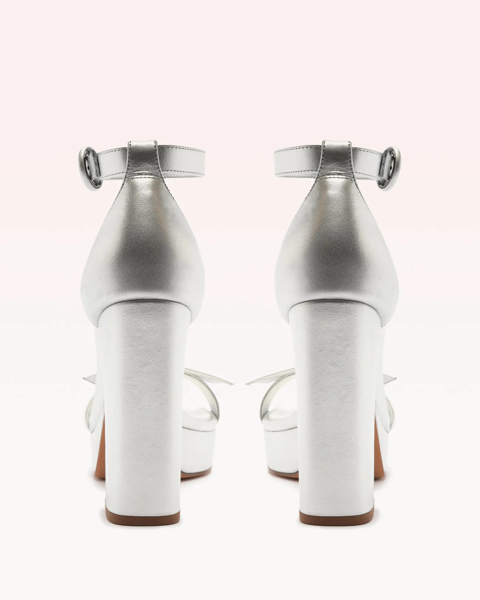 Clarita Platform Bridal 120 Metallic Silver Pearl