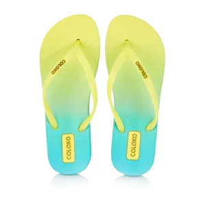 Coloko Ti Yellow Blue Ombre Dip Dye Two Tone Anatomic Flip Flops Sandals