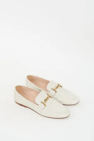 Cream Embossed Leather Double T Loafer
