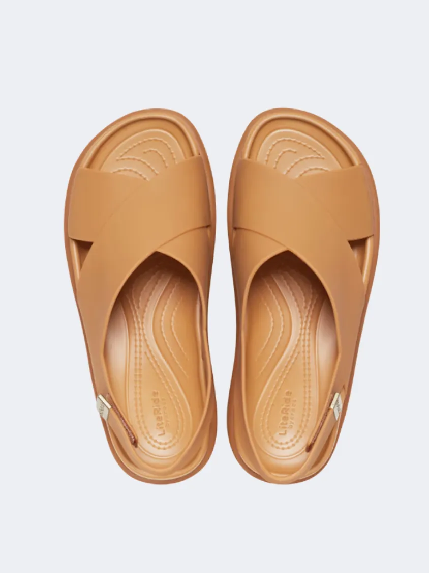 Crocs Brooklyn Luxe Cross Strap Women Lifestyle Sandals Tan