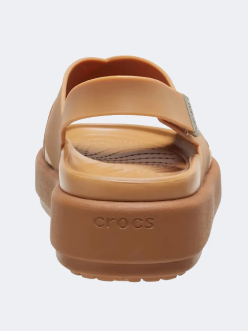 Crocs Brooklyn Luxe Cross Strap Women Lifestyle Sandals Tan