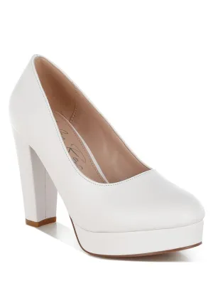 Damsor Faux Leather Block Heel Pumps