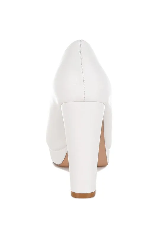 Damsor Faux Leather Block Heel Pumps