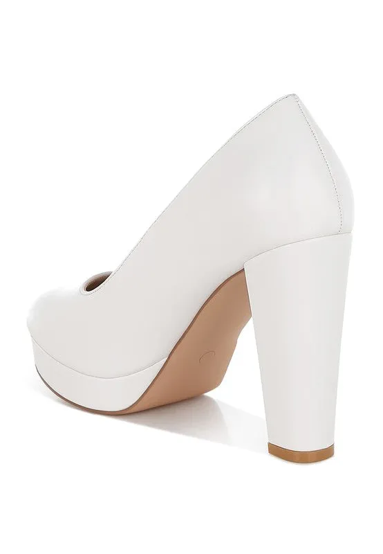 Damsor Faux Leather Block Heel Pumps