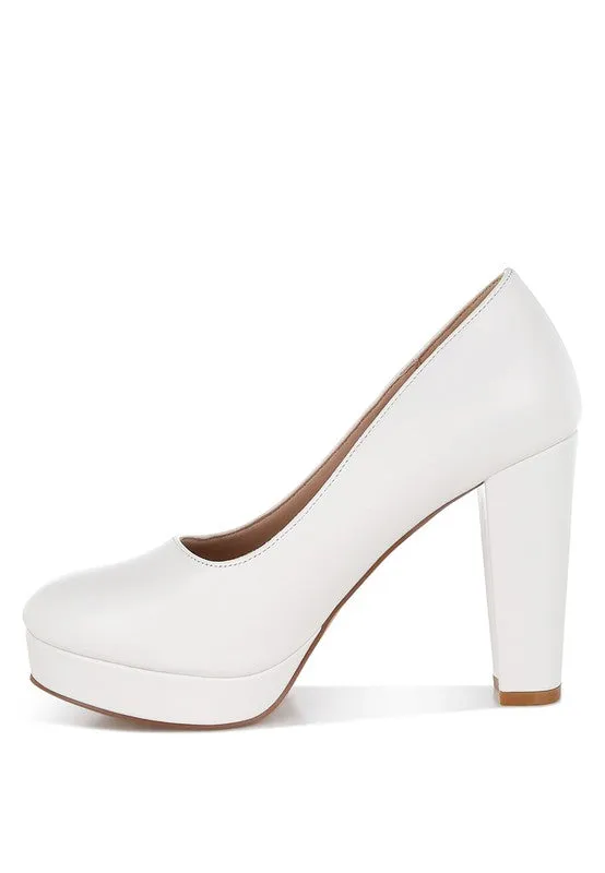 Damsor Faux Leather Block Heel Pumps