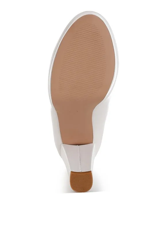 Damsor Faux Leather Block Heel Pumps