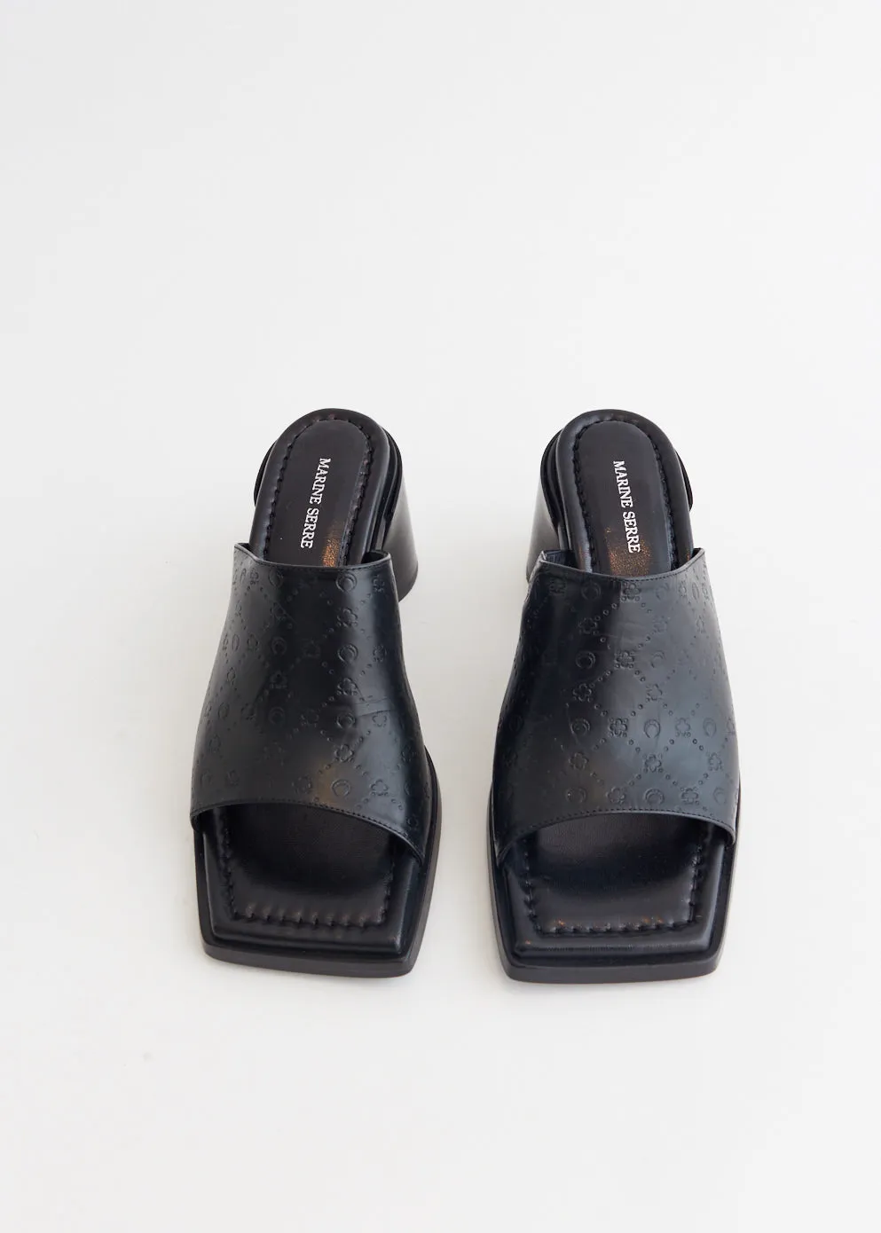 Embossed Leather Mules