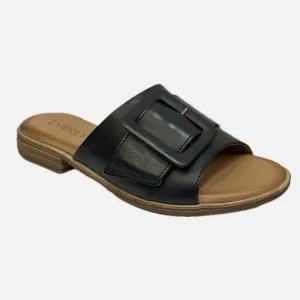 Everly Women's Lauren 03 Buckle Sandals- Black