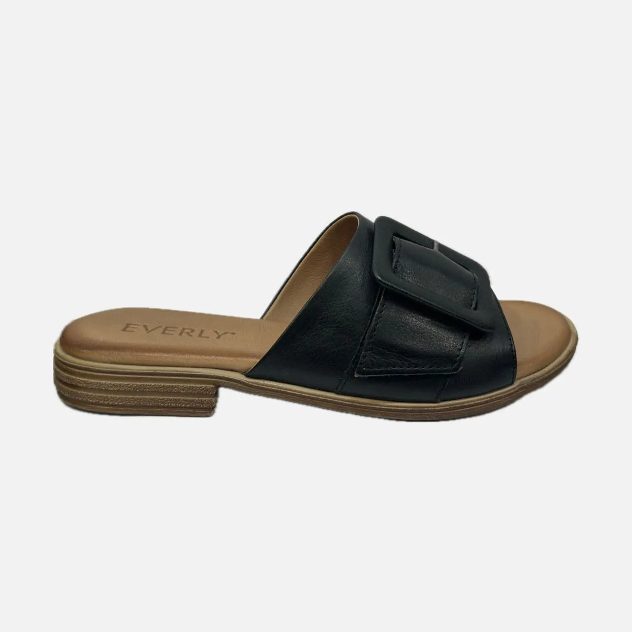 Everly Women's Lauren 03 Buckle Sandals- Black